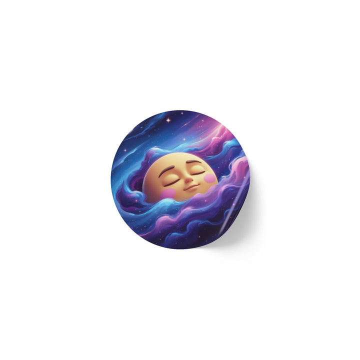 Galaxy Moon Round Sticker Label Rolls – Durable BOPP, Cute Space Design