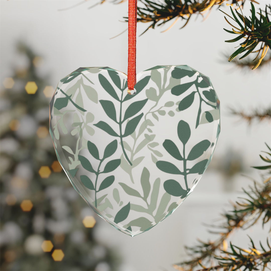 Crystal Glass Ornament – Modern Botanical Black Leafy Branches Decor Gift
