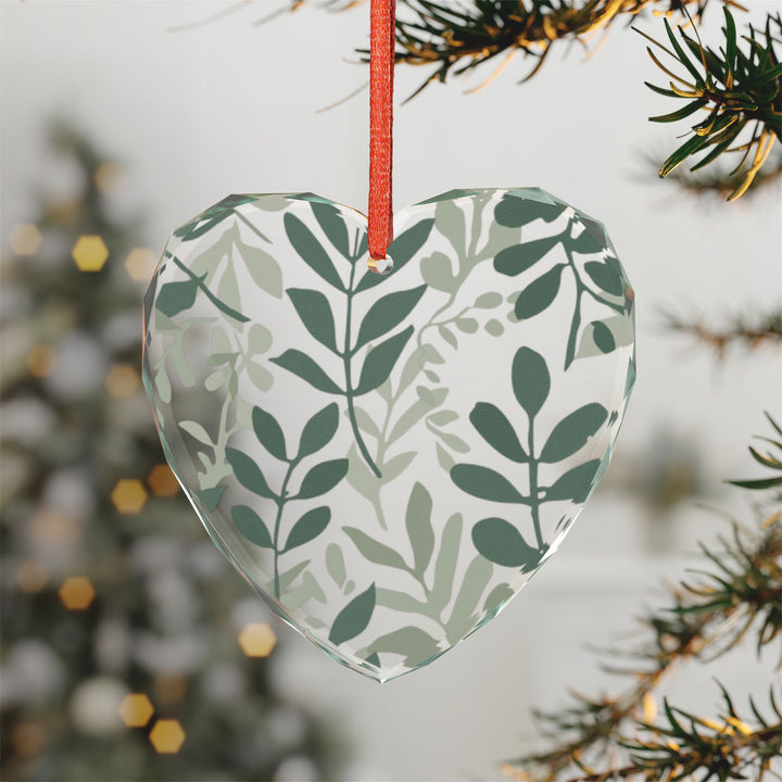 Crystal Glass Ornament – Modern Botanical Black Leafy Branches Decor Gift