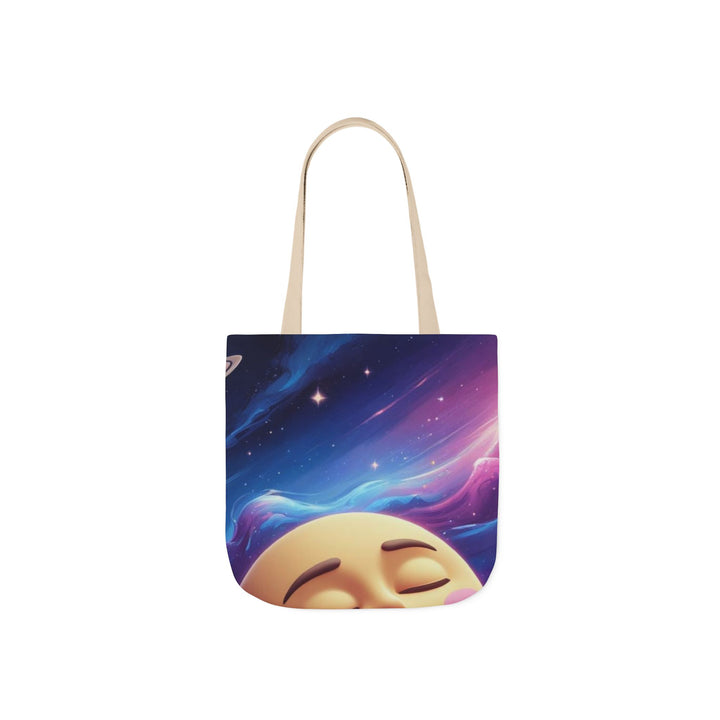 Galaxy Moon Canvas Tote Bag – 5-Color Straps, Cute Space Design, Customizable