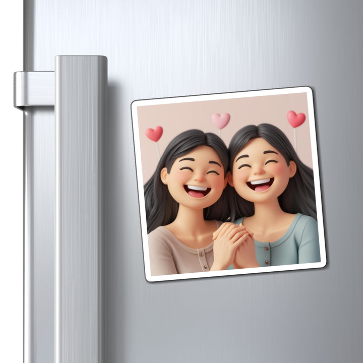 Custom Cartoon Friendship Magnets – Cute 3D Girls, Joyful & Playful Decor