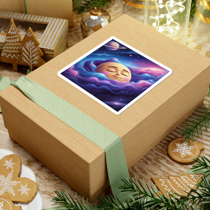 Galaxy Moon Kiss-Cut Sticker – Cute Space Design, Durable & Customizable