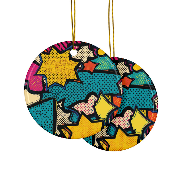 Custom Pop Art Double-Sided Ceramic Ornaments – Comic Book Fun (1/3/5/10pcs)