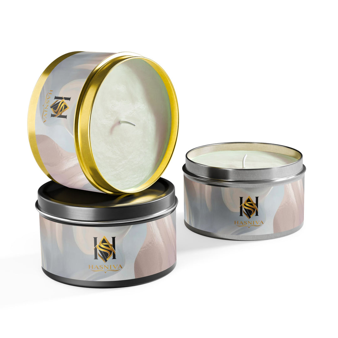 Handcrafted Tin Candles – Pastel Abstract, Eco Soy, Gift-Ready & Chic