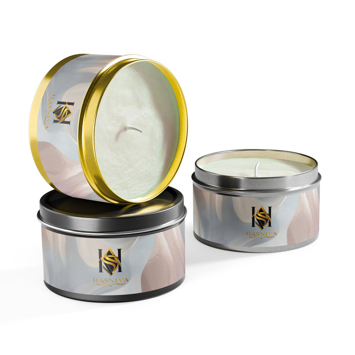 Handcrafted Tin Candles – Pastel Abstract, Eco Soy, Gift-Ready & Chic