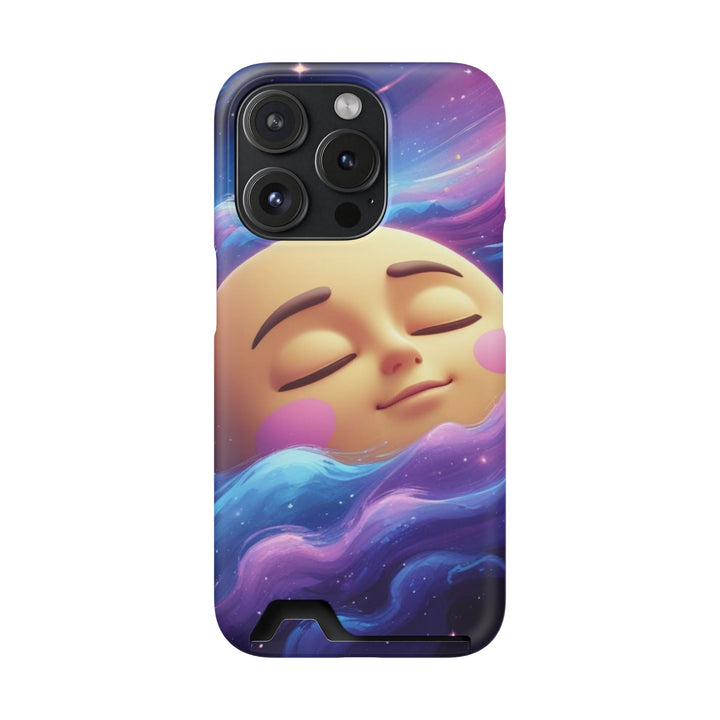 Galaxy Moon Phone Case With Card Holder – Cute Celestial Wallet Case