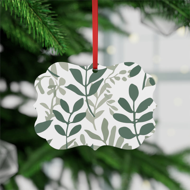 Double-Sided Metal Ornament – Modern Botanical Black Leafy Plaque Decor