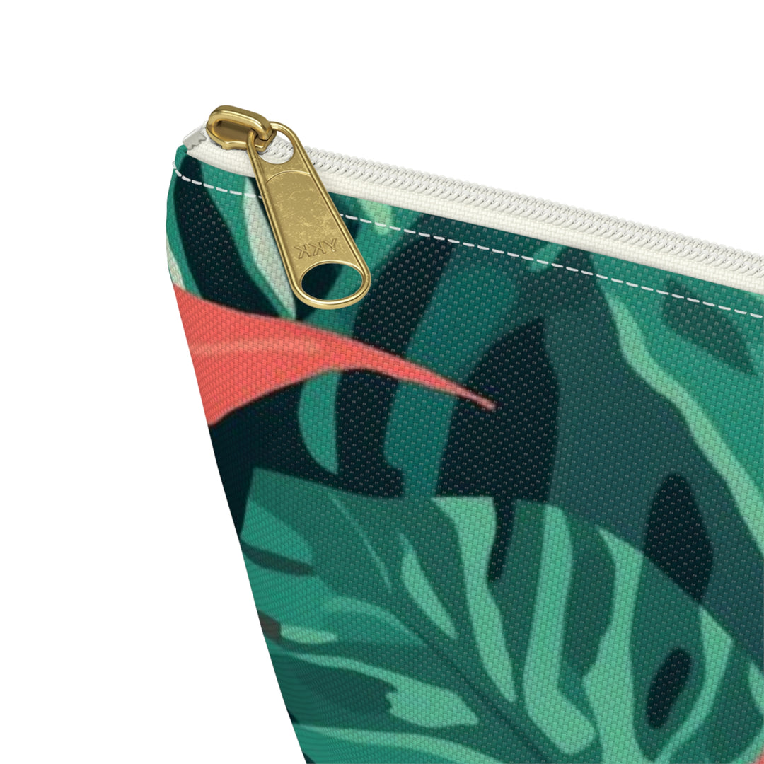 Chic T-Bottom Accessory Pouch – Tropical Leaf Pattern, Travel & Makeup Bag