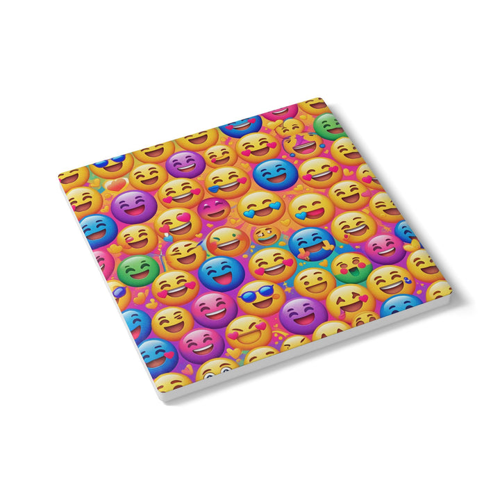 Vibrant Emoji Ceramic Coaster – Fun Smiley Face Art, Cork-Backed Protection
