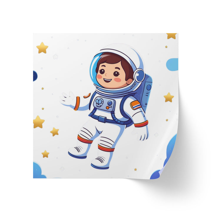 Playful Space Astronaut Square Sticker Label Rolls – Custom, Durable & Fun