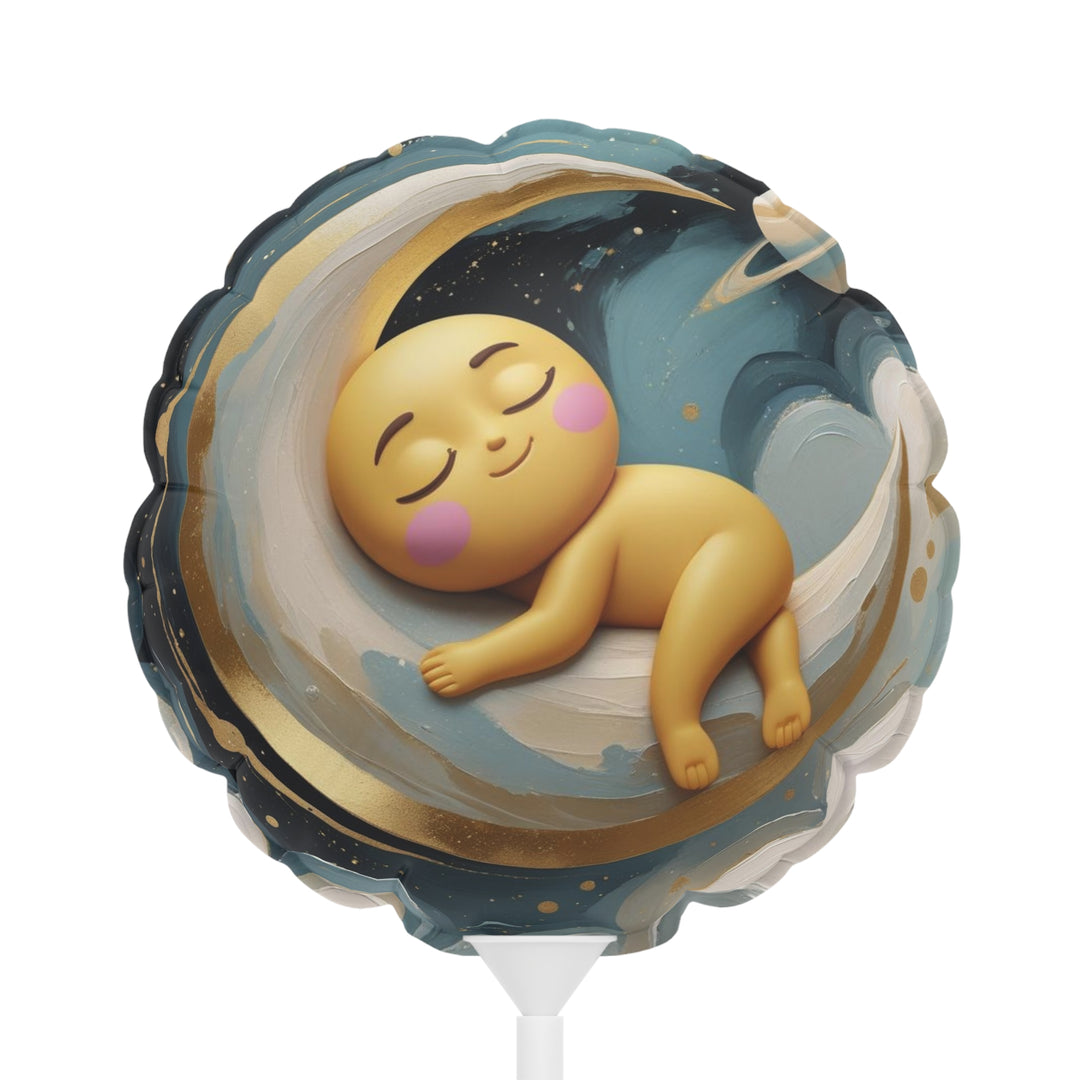 Custom Celestial 6” Balloons – Round & Heart | Baby Moon & Stars Party Decor