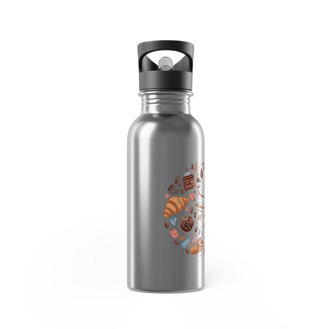 Whimsical Café 20oz Stainless Steel Water Bottle w/ Straw – Cute Coffee & Pastry Print