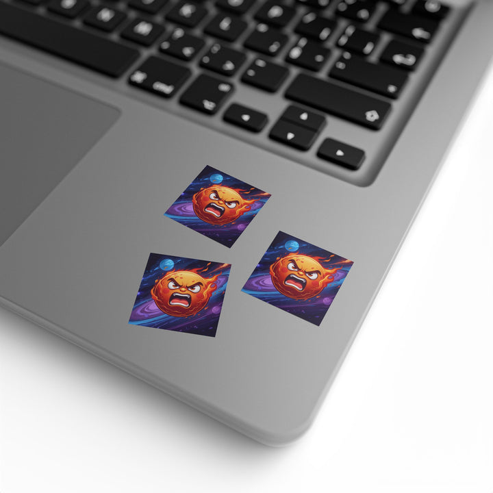 Fiery Cosmic Square Sticker Label Rolls – Durable Custom Sun Design Stickers