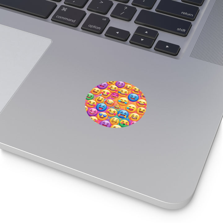 Custom Round Vinyl Stickers – Vibrant Emoji Smiley Faces, Waterproof Fun