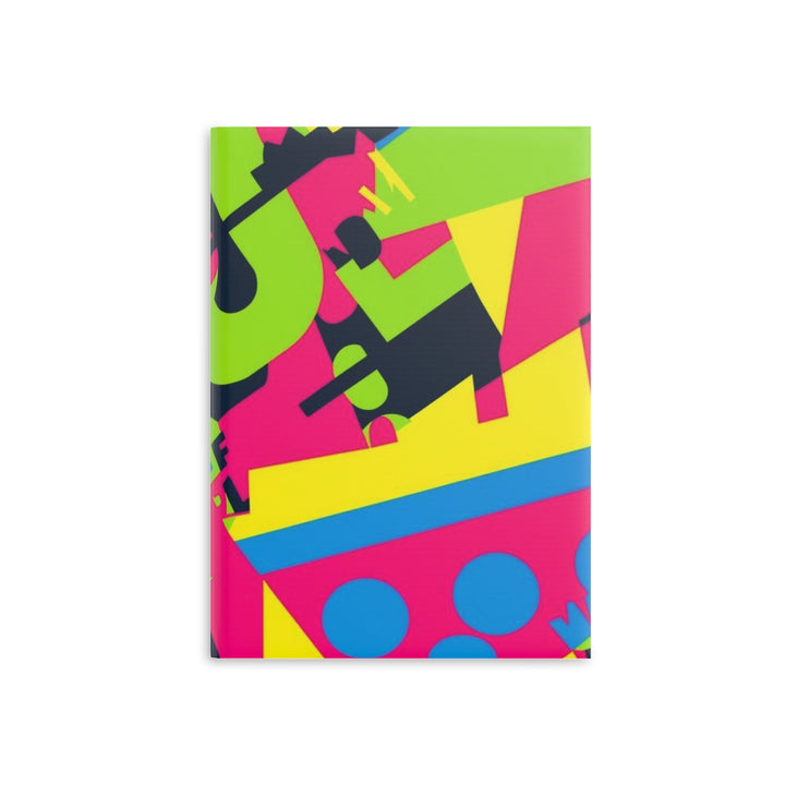 Hardcover Puffy Notebook – Neon Geometric Luxe, Customizable, A4/A5/B5