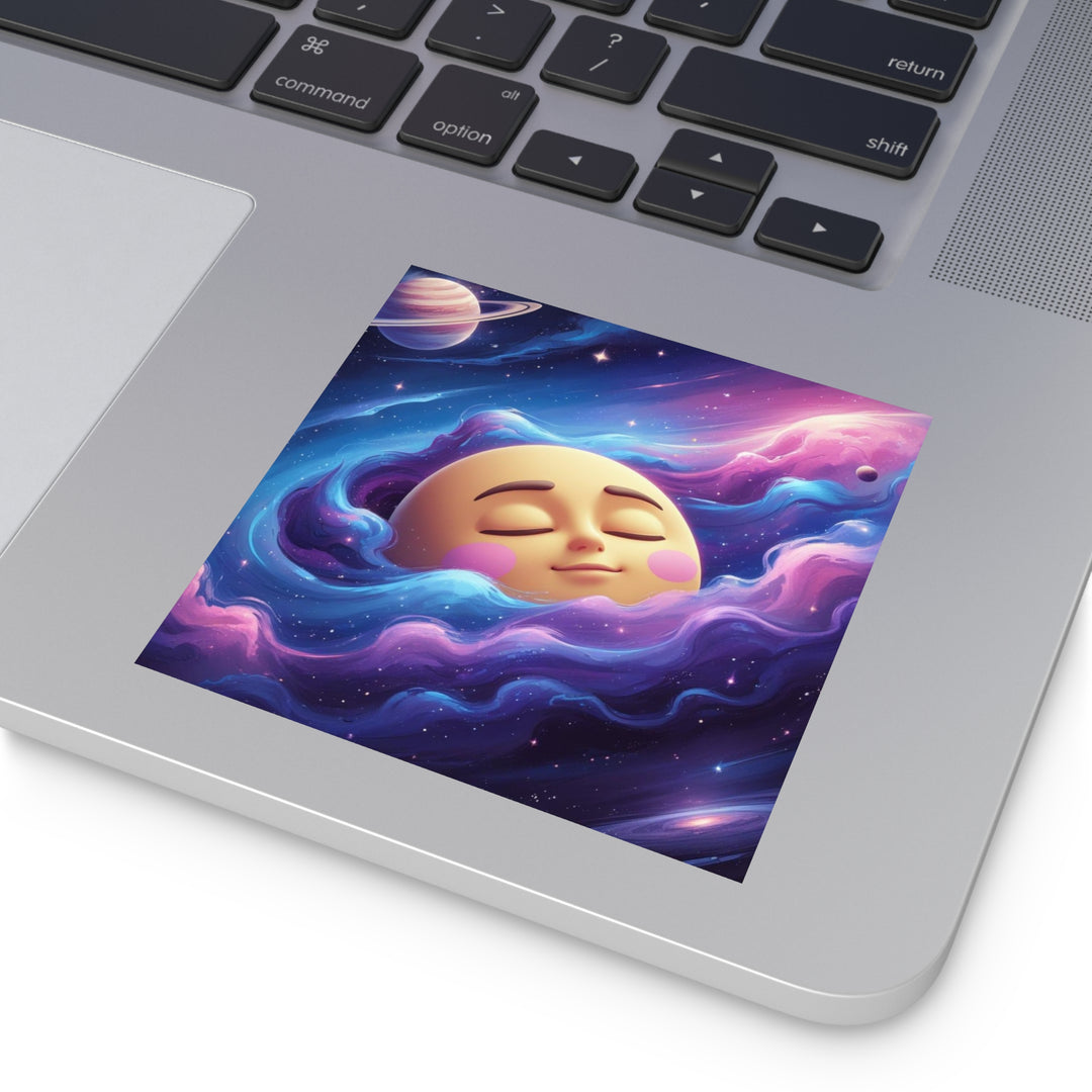 Galaxy Moon Square Sticker – Premium Weatherproof Vinyl, Cute Space Decor