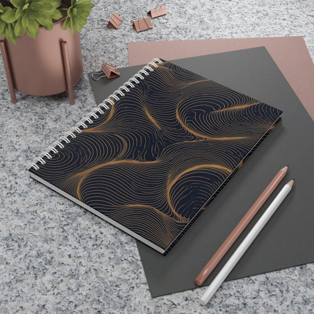 Custom Gold & Navy Abstract Spiral Notebook – Trendy, Luxe, Personalized