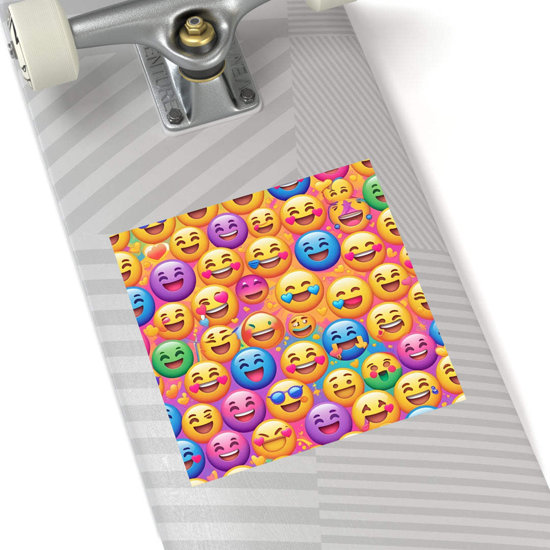Custom Square Stickers – Emoji Rainbow Fun, Waterproof & Removable Vinyl