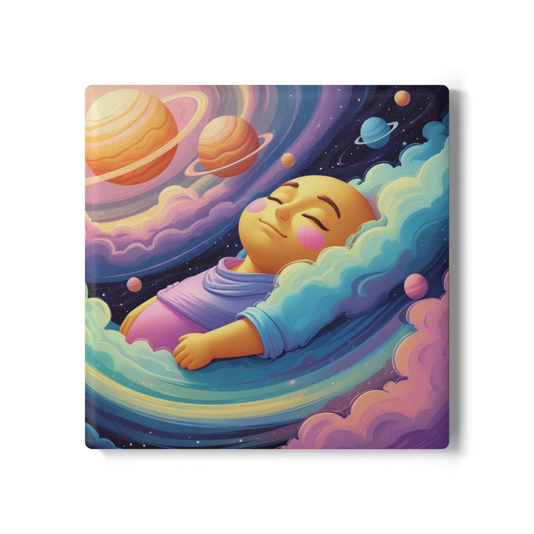 Galaxy Baby Dream Ceramic Coaster – Cute Pastel Space Nursery Decor