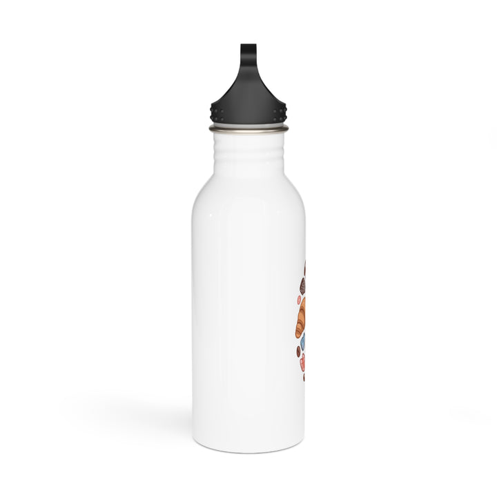 Whimsical Café Cartoon 20oz Stainless Steel Water Bottle – Cute & Insulated