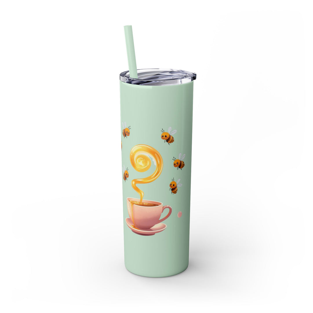 Pink Honeybee 20oz Skinny Tumbler with Straw – Cute Tea Cup Design