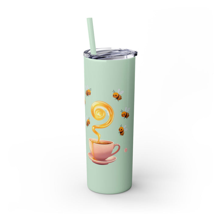 Pink Honeybee 20oz Skinny Tumbler with Straw – Cute Tea Cup Design