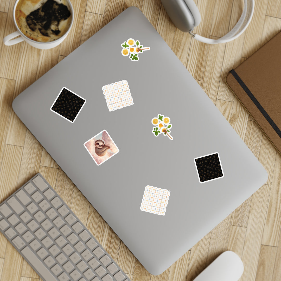 Trendy 5pc Sticker Sheet Bundle – Coffee, Cute Pastels, Sloth & More!