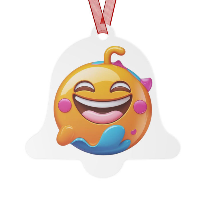 Joyful Emoji Glossy Metal Ornament – Customizable, Durable & Trendy Décor