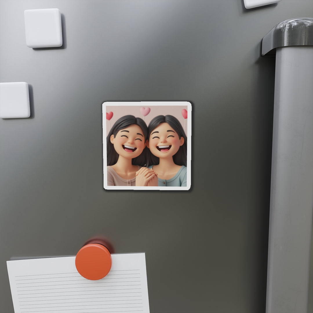 Custom Die-Cut Magnet – 3D Cartoon Besties, Cute Friendship Decor Gift