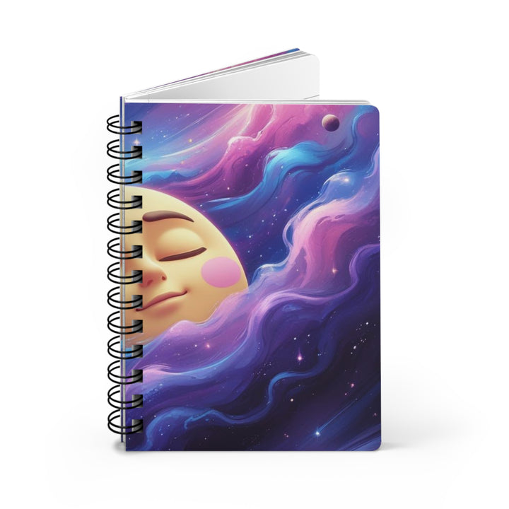 Dreamy Galaxy Spiral Bound Journal – Cute Moon & Cosmic Clouds Notebook