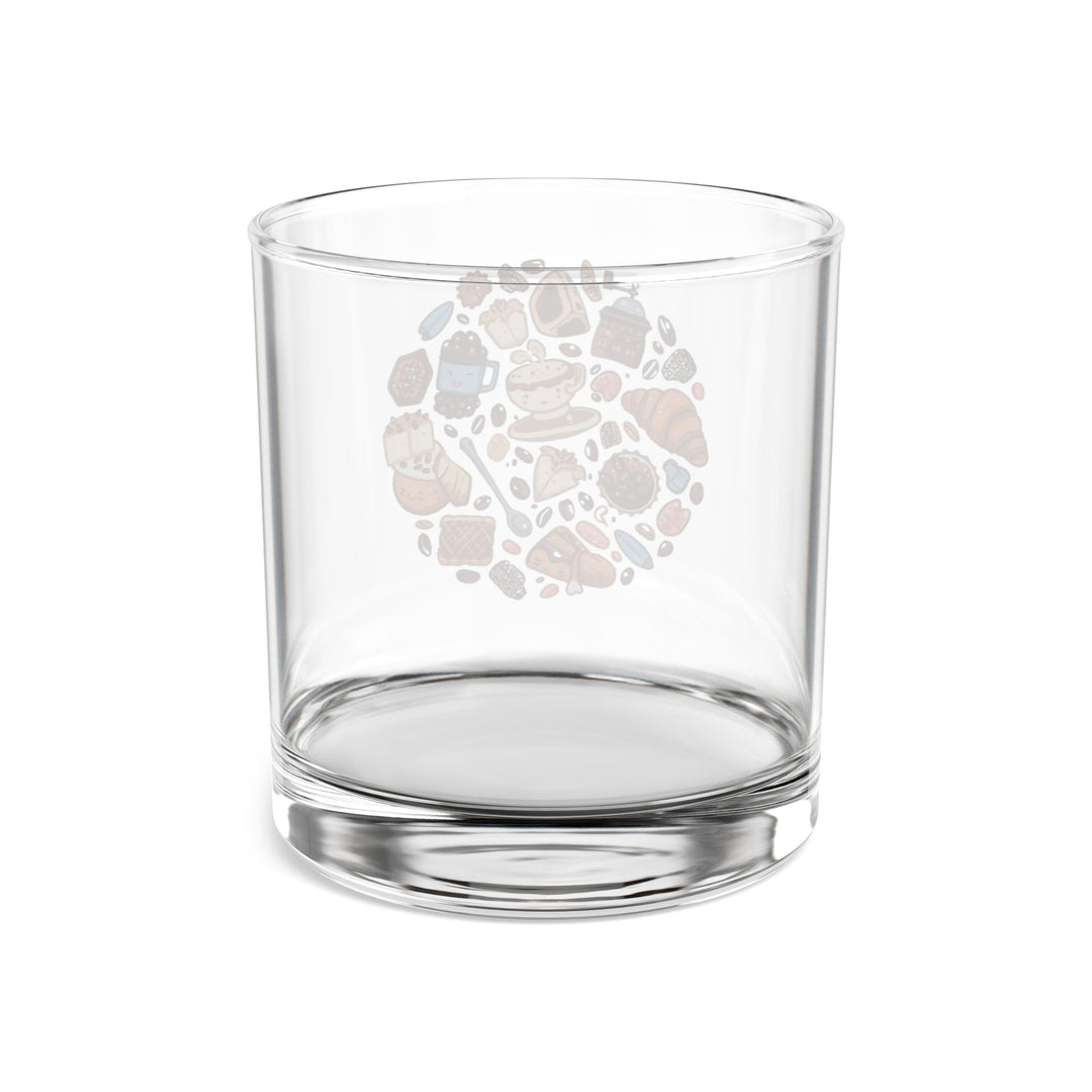 Whimsical Café Cartoon 10oz Rocks Glass – Fun Coffee & Dessert Art Cup