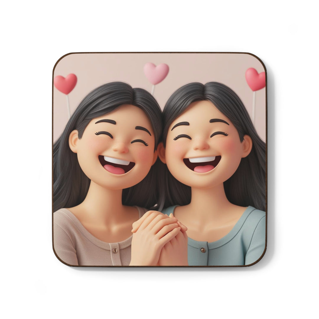 Joyful Friends 3D Cartoon Hardboard Coaster – Durable, Cute & Giftable