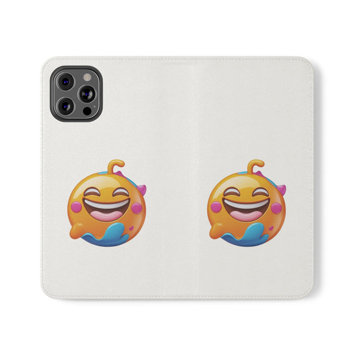 Emoji Joy Premium Flip Case – Fun Vegan Leather Wallet Stand Cover