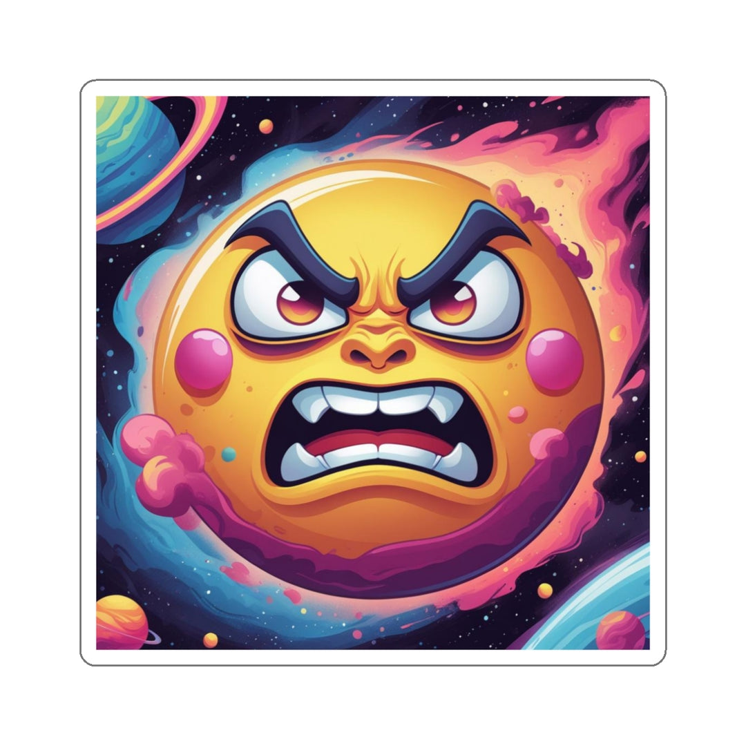 Custom Die-Cut Space Stickers – Vibrant, Cartoon Angry Sun & Planets