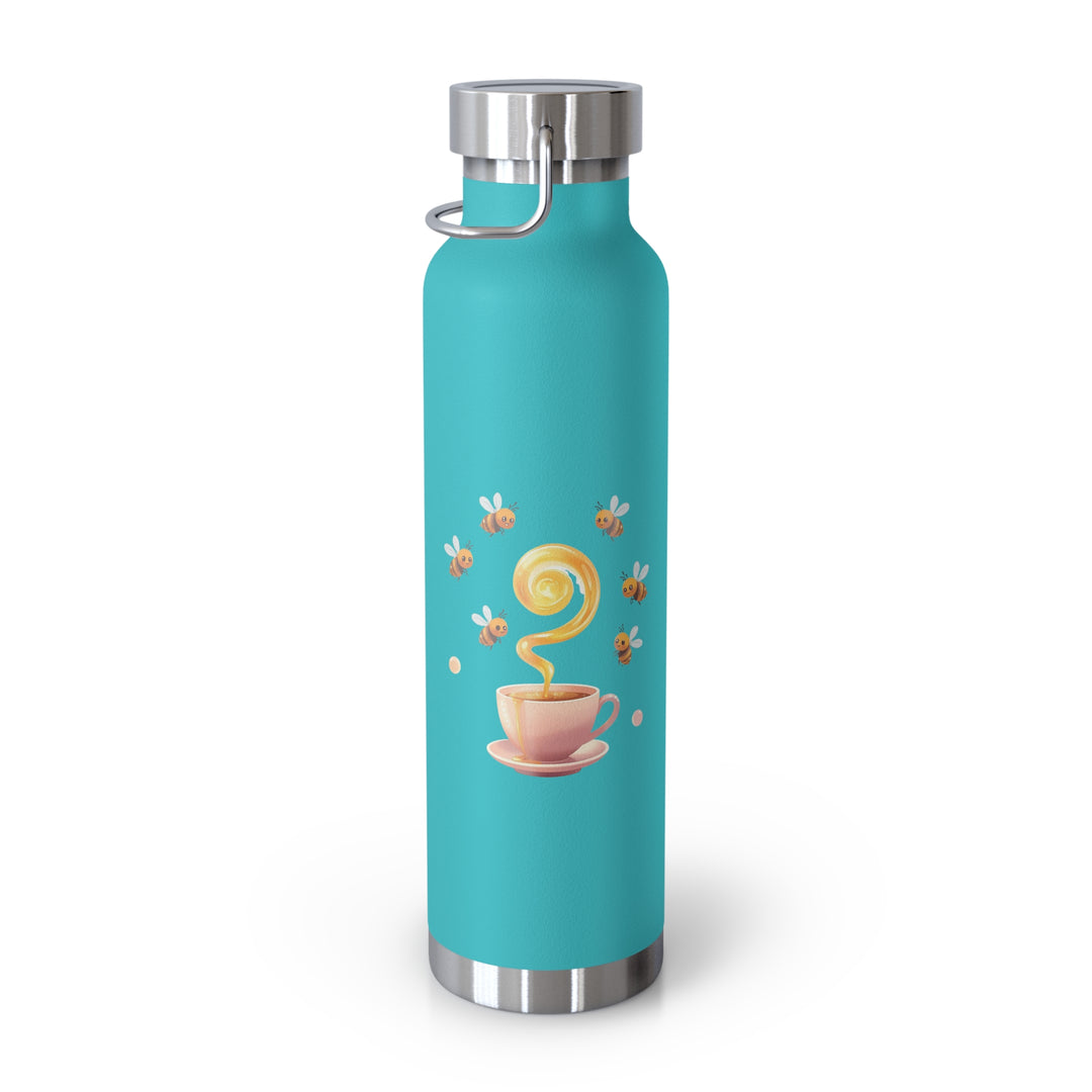 Cute Bees & Honey Pink Copper Vacuum Insulated Bottle – 22oz Trendy Flask