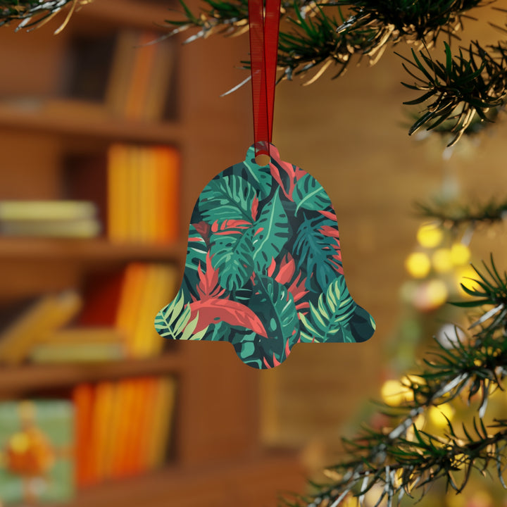 Glossy Metal Ornament – Tropical Leaf Jungle Vibe, Custom & Durable Keepsake