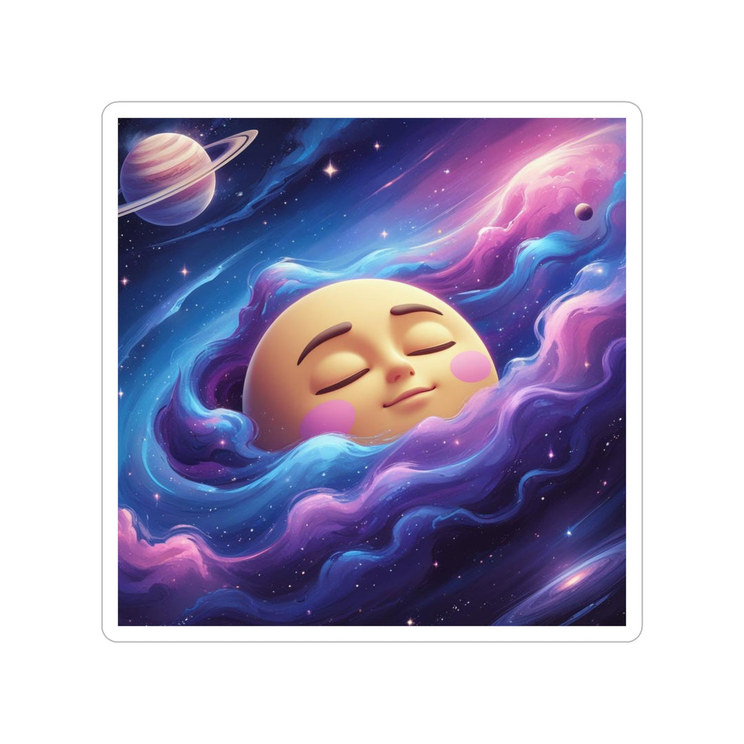 Whimsical Galaxy Moon Transparent Outdoor Sticker – Die-Cut, Waterproof, 1pc