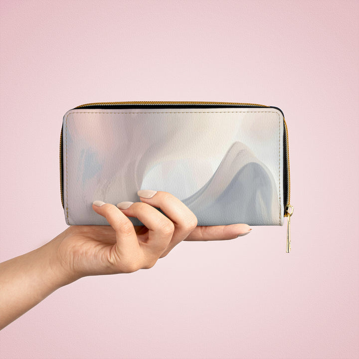 Sleek Personalized Zipper Wallet – Abstract Pastel Modern Faux Leather