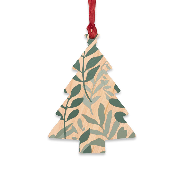 Handcrafted Wooden Ornaments – Modern Botanical Nature-Inspired Décor
