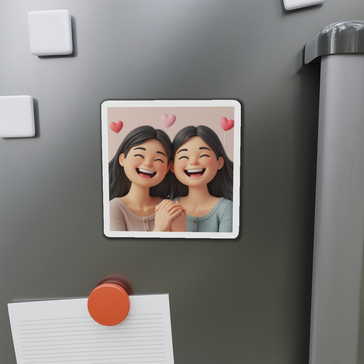 Custom Die-Cut Magnet – 3D Cartoon Besties, Cute Friendship Decor Gift