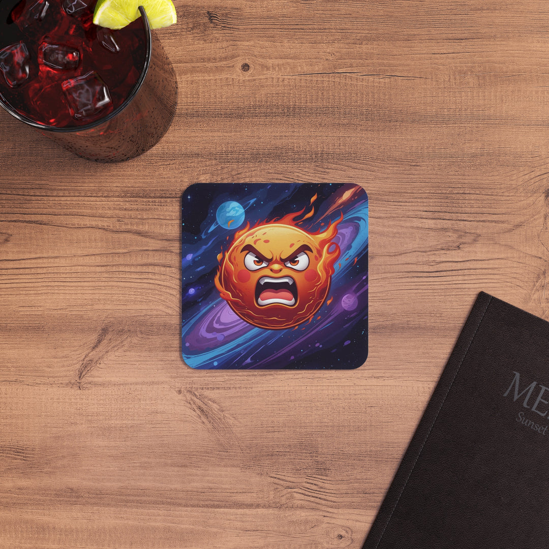 Angry Sun Cosmic Square Coasters 50/100pk – Bold, Fun & Modern Table Saver