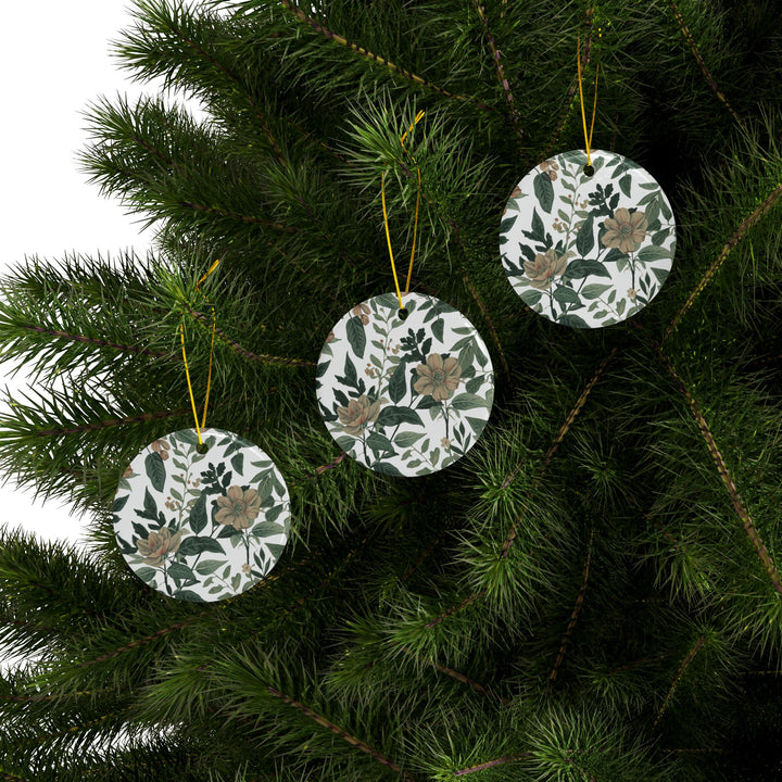 Custom Double-Sided Ceramic Ornaments – Vintage Floral Botanical Gift Set