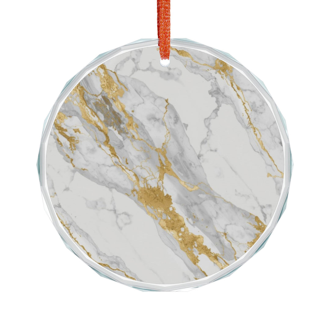 Crystal Glass Ornament – Marble & Gold Designer Decor, Chic Gift Keepsake