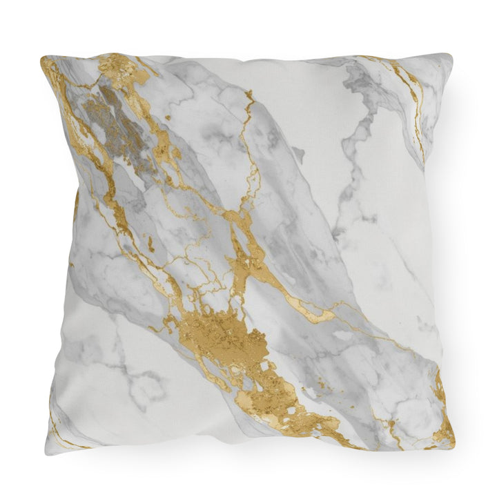 Chic Marble & Gold Outdoor Pillows – Luxe, Weatherproof Patio Decor
