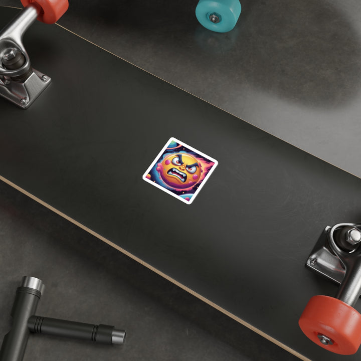Custom Die-Cut Space Stickers – Vibrant, Cartoon Angry Sun & Planets
