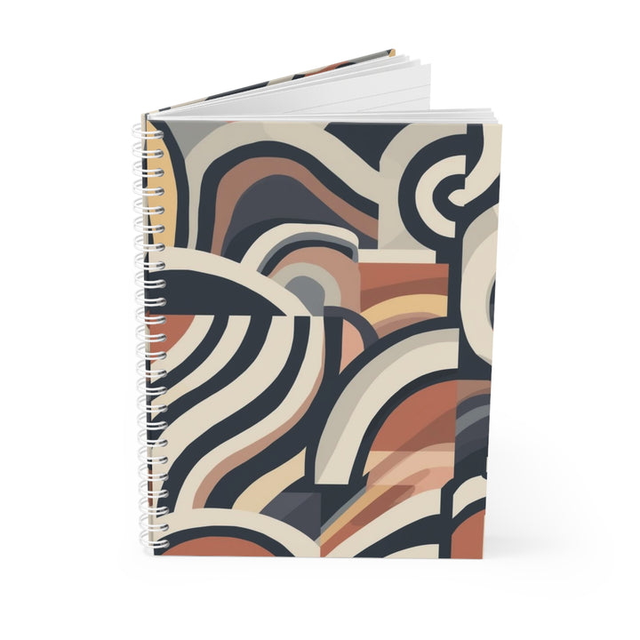 Custom Spiral Notebook – Modern Abstract Earth Tone Curves, 128 Pages