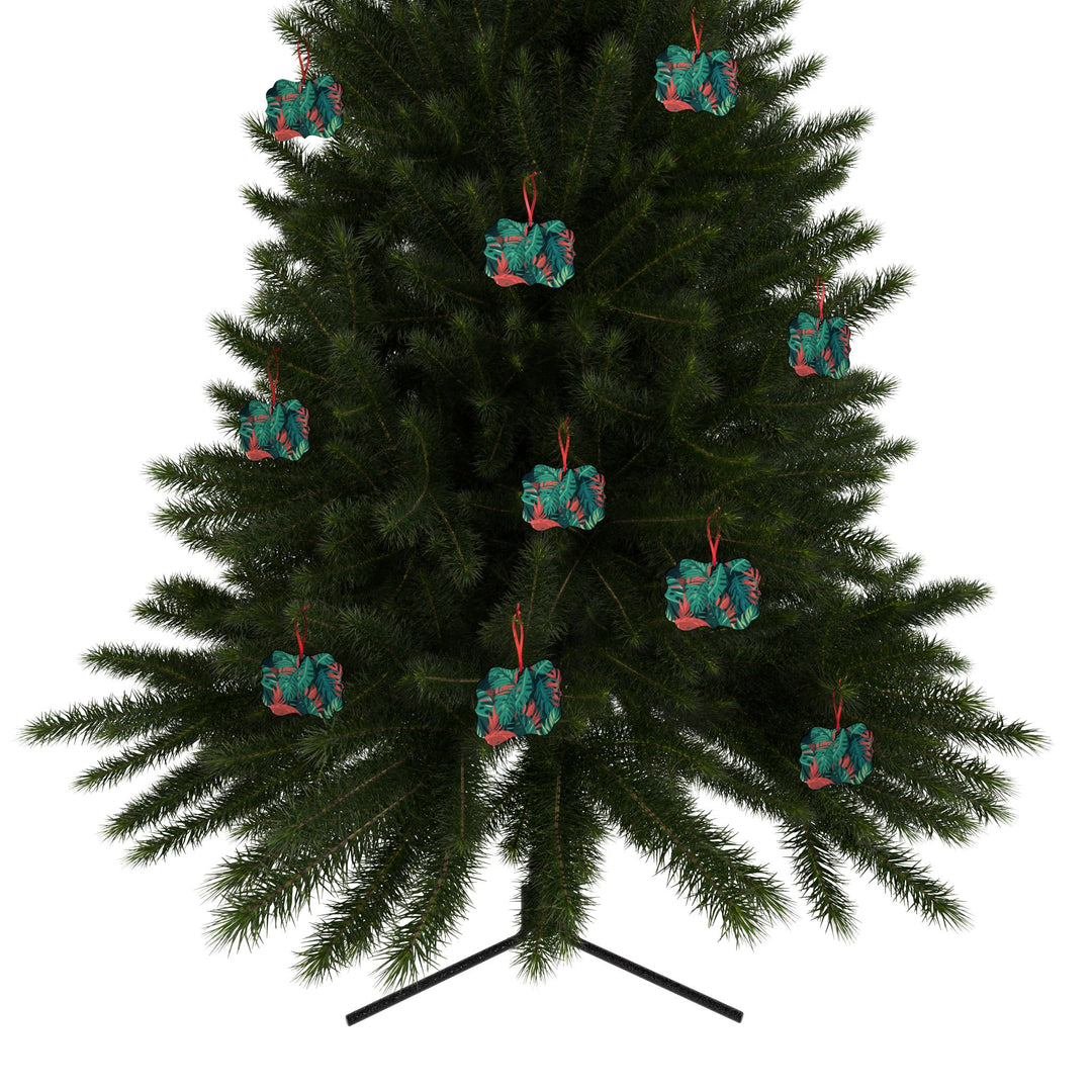 Personalized Aluminum Ornaments – Tropical Leaf Design, Custom Sets, Gift-Ready