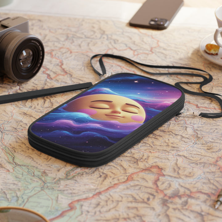 Galaxy Moon Passport Wallet – RFID Travel Organizer, Vegan Leather, Cute Space