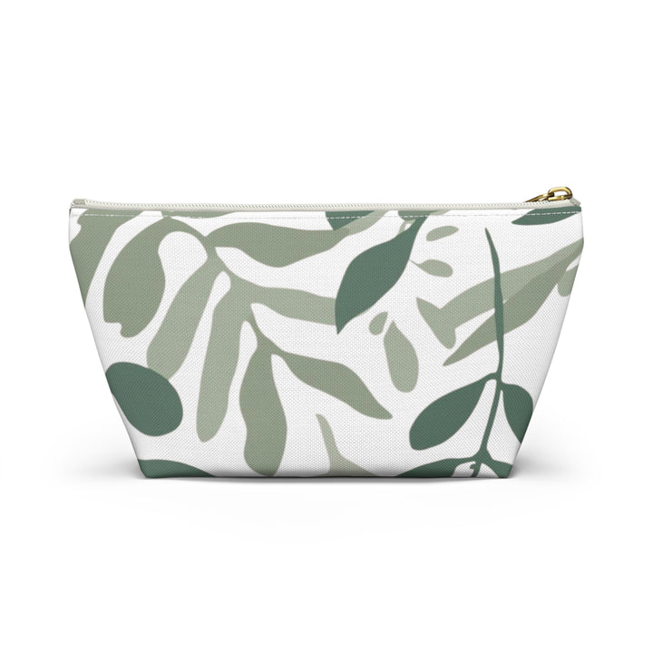 Leafy Green Botanical T-Bottom Accessory Pouch – Chic, Modern Organizer