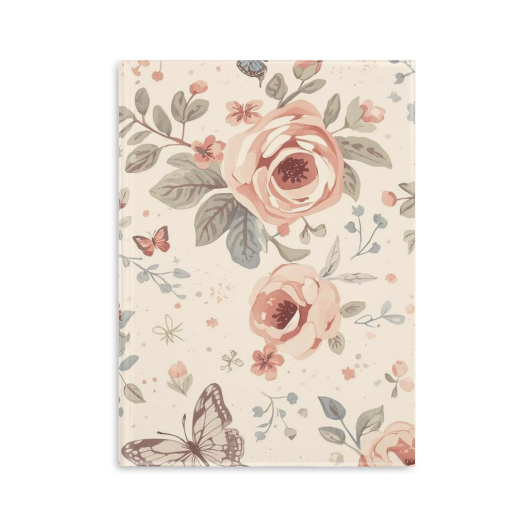 Floral Puffy Hardcover Notebook – Luxe Pastel Roses, Customizable, A4/A5/B5